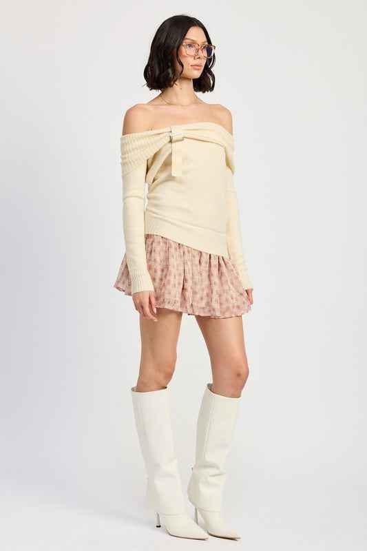 MIXED MEDIA OFF SHOULDER MINI DRESS 22402155_c901e711-80a0-4d4c-bf7e-00e47b41a9ec