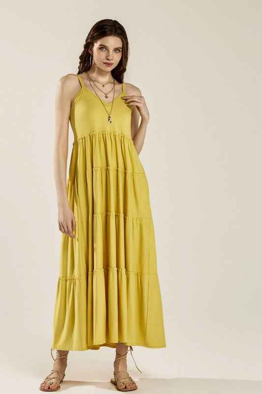 Flowy Knit V-neck Ruffle Tiers Knit Maxi Dress Warm Olive 22429348_1d9a4f7d-8384-4eac-9458-03374871d240