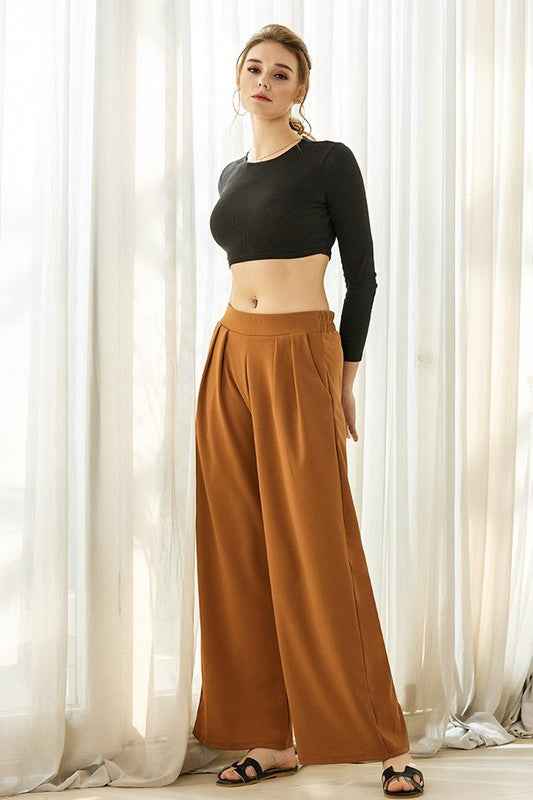 Stretch Crepe High Waist Tuck Wide Leg Pants 22429574_22b83b35-6e53-4a85-a8e6-0dd6130ced35