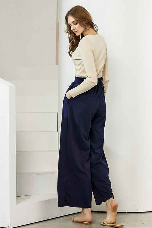 Stretch Crepe High Waist Tuck Wide Leg Pants Navy 22429574_5db1bfa5-7abc-4cf8-9581-80674491bd52