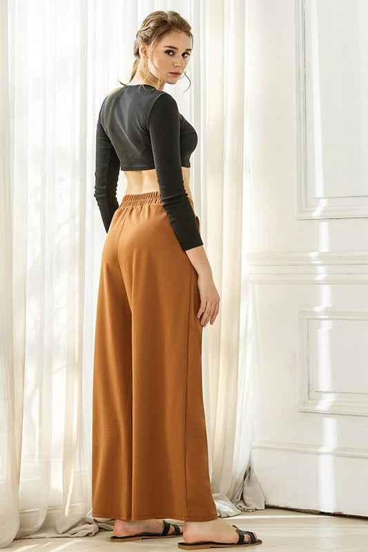 Stretch Crepe High Waist Tuck Wide Leg Pants Cognac 22429574_e1416682-a3f8-42bc-9091-5496bdad996f