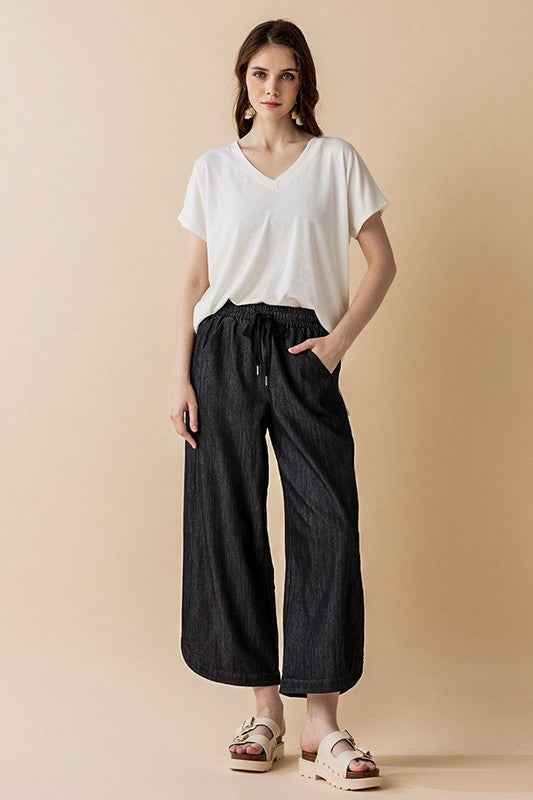 Denim Wide Leg Crop Pants with Dolphine Tail Hem 22440273_187eda9d-a12a-46b1-a114-5386e590e801