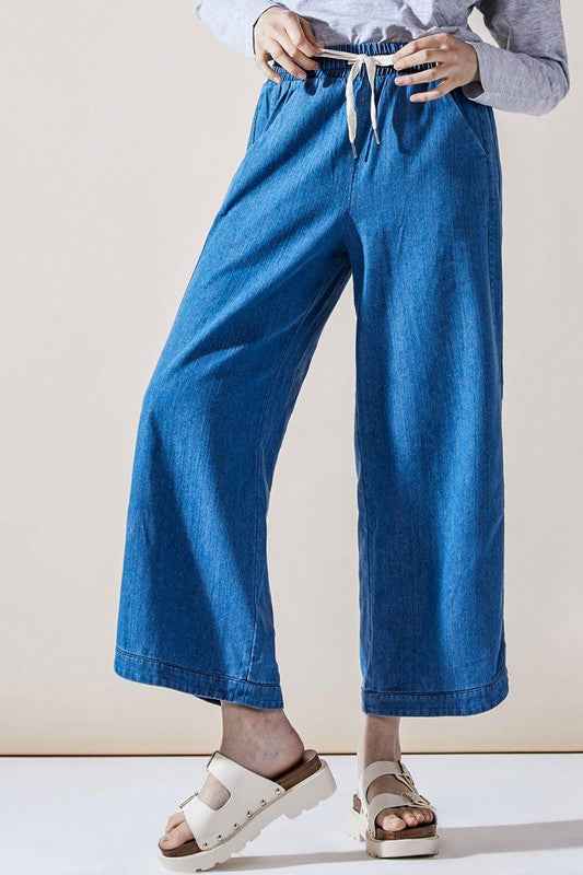Denim Wide Leg Crop Pants with Dolphine Tail Hem 22440273_3cd91497-c085-43da-b01b-ac59aee3fc5d
