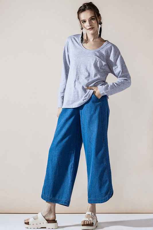 Denim Wide Leg Crop Pants with Dolphine Tail Hem 22440273_a6a084c3-da32-4349-8185-c27593f01485