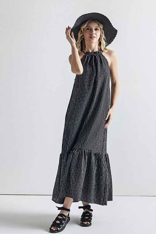 Plus Stripe High Ruffle Neckline Tiered Maxi Dress Black White 22446695_5cc68c5a-3a59-466f-ab0f-acfe41b3d065