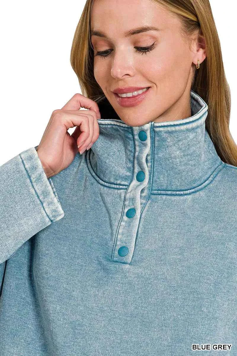 Zenana Fleece Washed High Neck Kangaroo Pocket Sweatshirt 224636b5722d49d79f265db655fd1e93-Max-Origin