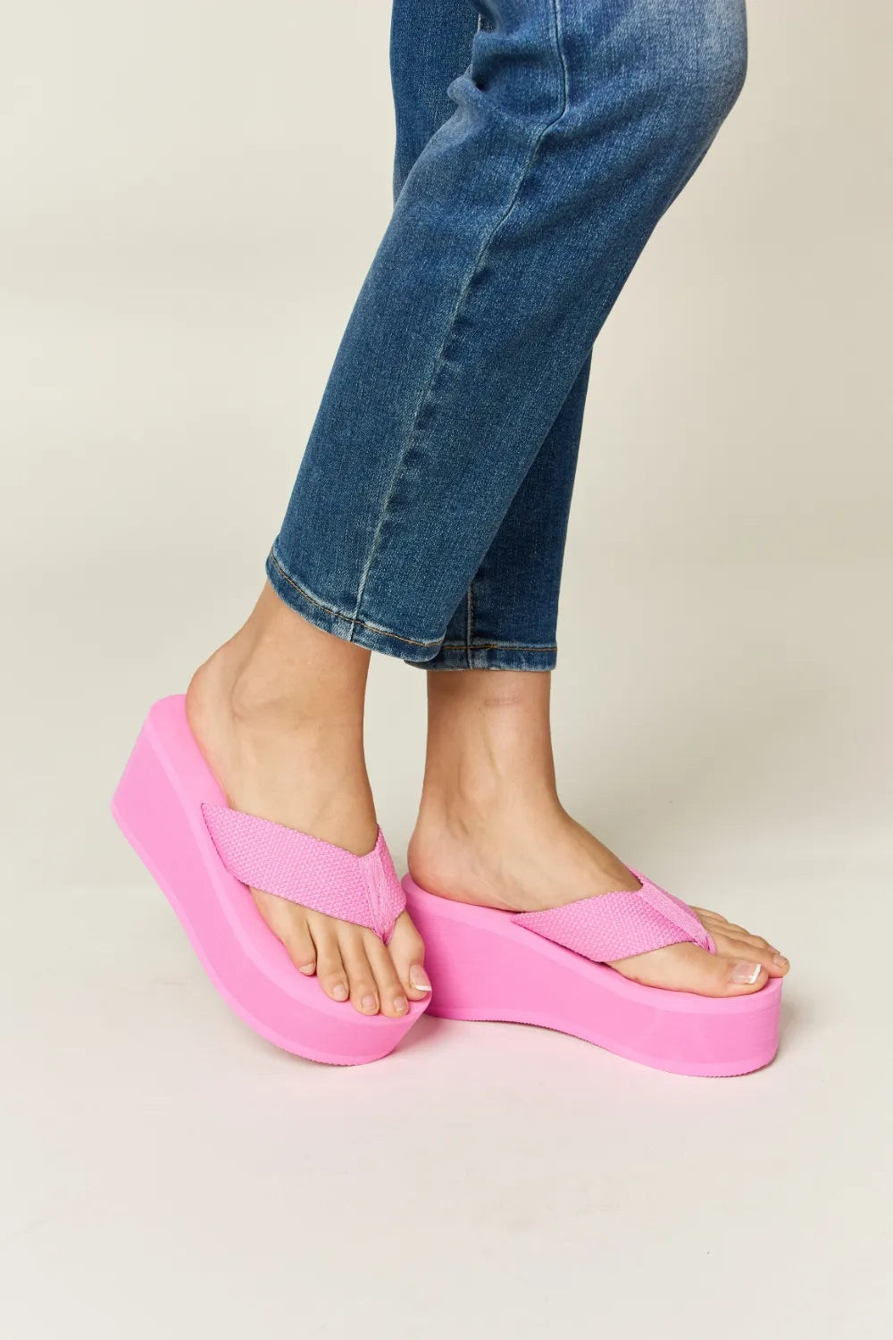 WILD DIVA Open Toe Platform Wedge Sandals PINK 22486221-3e1f-4ddd-bce2-1bc82edb3eb8-Max