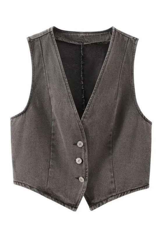 Cropped button front denim vest 22489138_09e987c8-fc85-4494-bd78-d575adce3175
