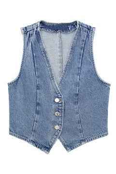Cropped button front denim vest 22489138_449040a2-67bb-4a8e-aa47-f61ebaaa22b1