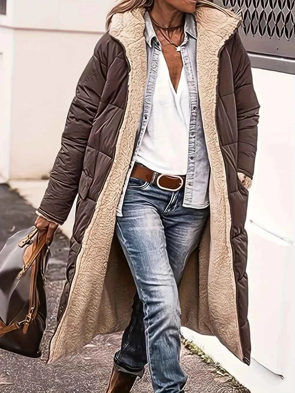 Full Size Zip Up Sherpa Hooded Coat Coffee Brown 2256f33b-f0ad-45c3-a621-86911828d338-Max