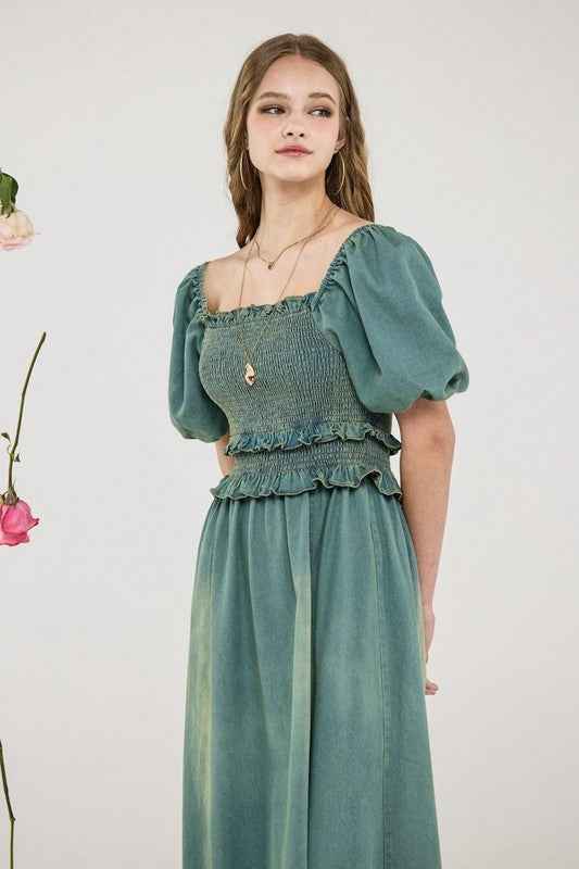 Denim Off Shoulder Puff Sleeves Smocked Dress 22595916_a6b4836b-5005-4e09-b8ac-1a6ff00d7169