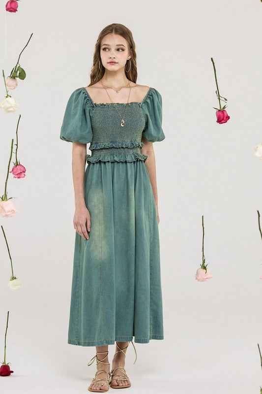 Denim Off Shoulder Puff Sleeves Smocked Dress Denim Blue 22595916_b33b3fb0-f704-4a37-a61c-f26aabb59637