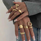 10-Piece Alloy Geometric Ring Gold One Size 22650c37-8bd0-4529-875c-e4548ca791ed-Max-Origin