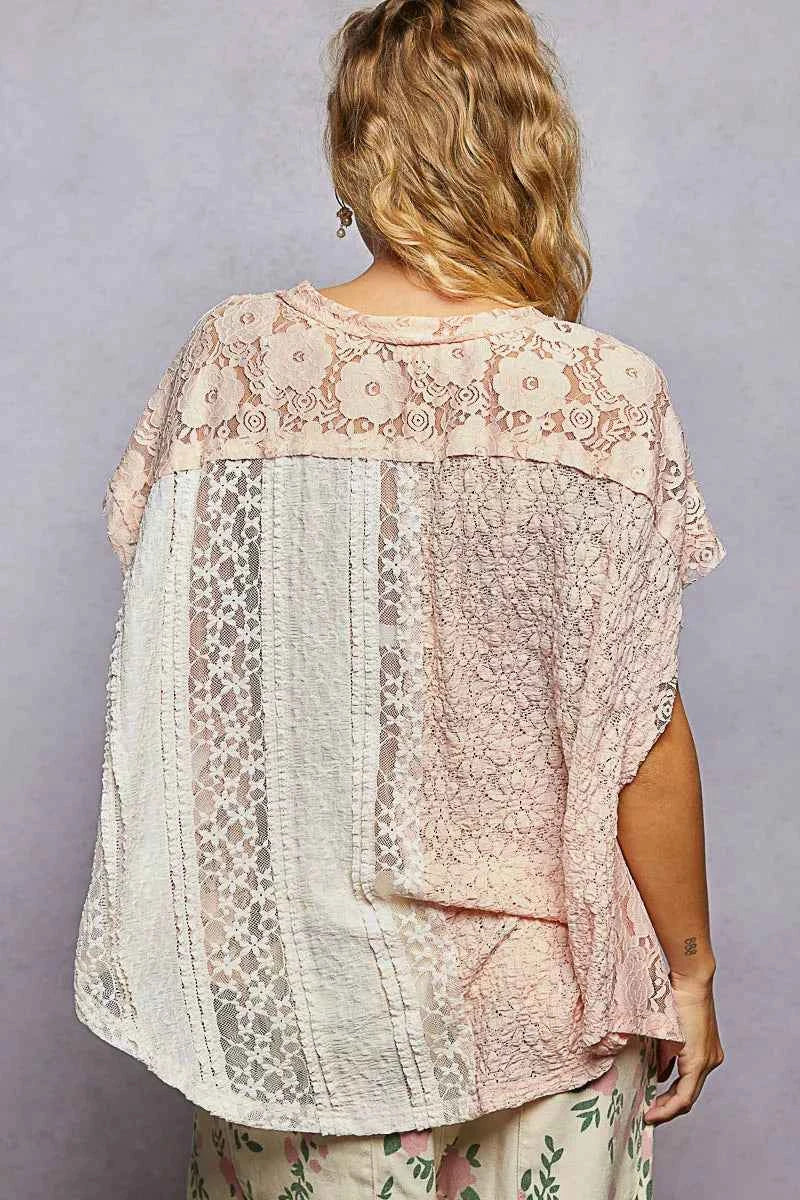 POL Asymmetrical V-Neck Short Sleeve Lace Top 226d978f-4b04-43fa-bf19-af2696720d07-Max-Origin