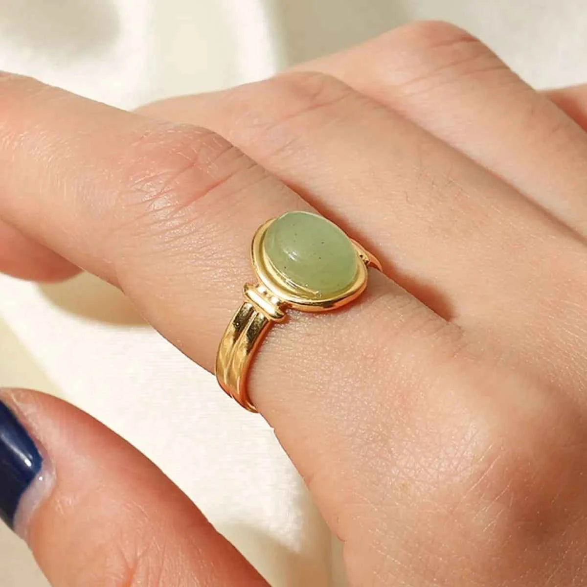Vintage Natural Stone Gold Plated Adjustable Ring 22712c4f-1570-48ee-aa4b-6389075e4d4b-Max-Origin