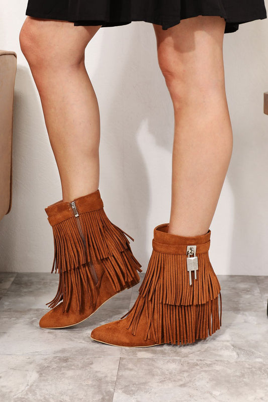 Legend Women's Tassel Wedge Heel Ankle Booties 227caf7ba4dc4ac0937a5563718a46b8-Max