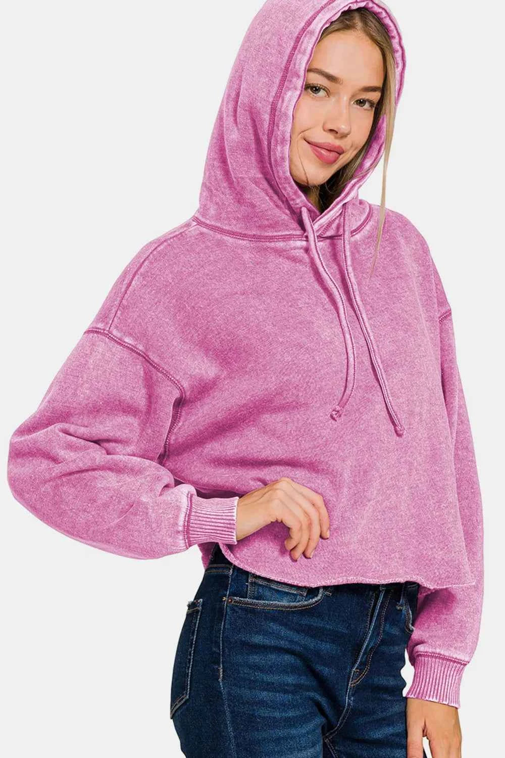 Zenana Acid Wash Fleece Cropped Hoodie 2284a01e-731d-4dee-b2ac-6f6169f9f450-Max