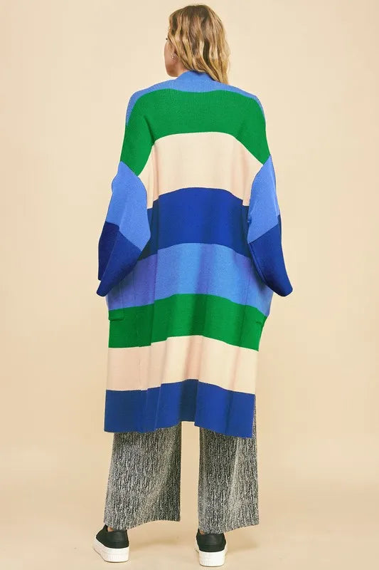 Davi & Dani Color Block Kimono Sleeve Open Front Cardigan 2285fe5d-d29c-419f-9af1-9f7049a96c91-Max