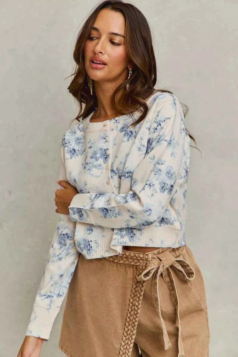 Vintage Floral Print Button Down Sweater Cardigan 22879a1db4864dcd8d20460db0915b44-Max-Origin