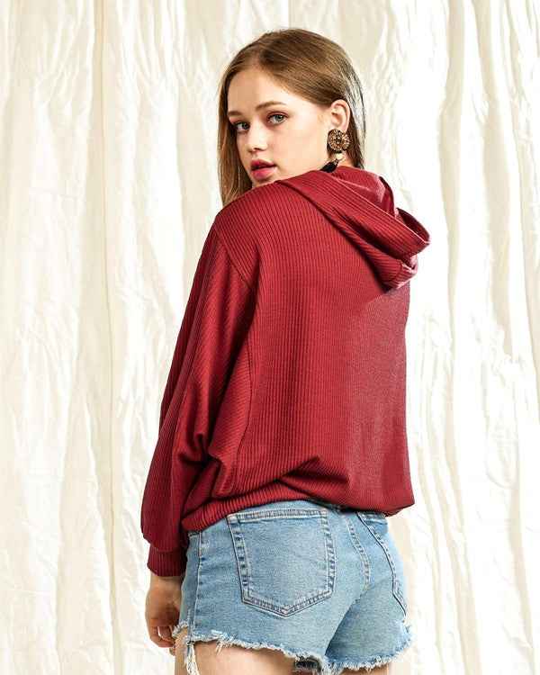 Plus Oversized Dolman Sleeve Ribbed Hoodie Top Rust 22904793_a2049b7b-7751-447a-9f97-57f9917ff63b