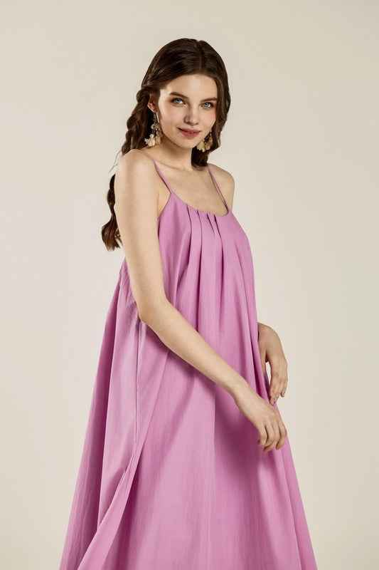 Plus Sleeveless Tuck Detail Dress with tie back 22921077_0d257c4f-ec64-45ac-bceb-88807f784f7c