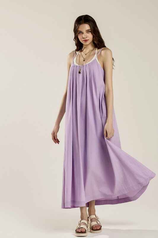 Plus Sleeveless Tuck Detail Dress with tie back Lavender 22921077_6b30fded-68d4-44b6-9020-16a91cb6c840