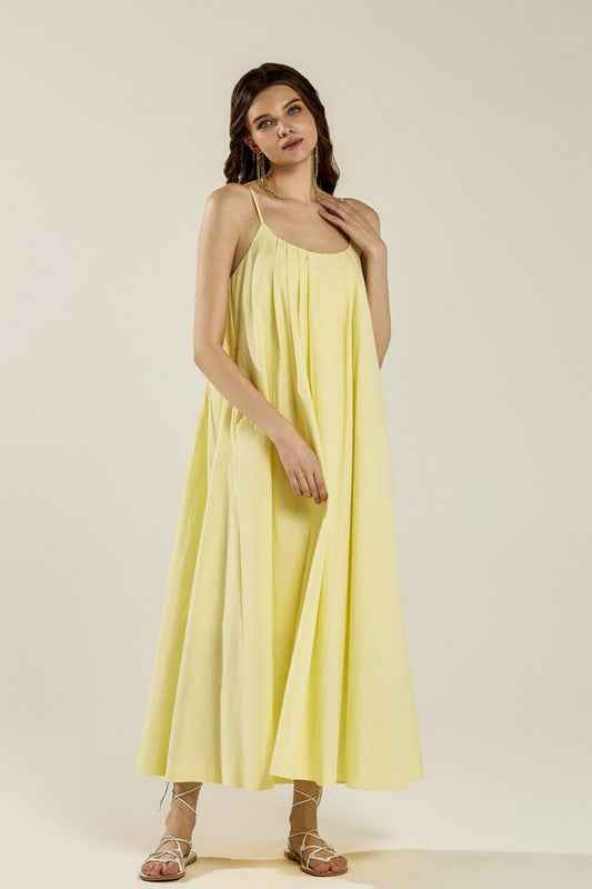 Plus Sleeveless Tuck Detail Dress with tie back mimosa 22921077_81249a26-2d2f-47b3-893f-1fa688d8fa33