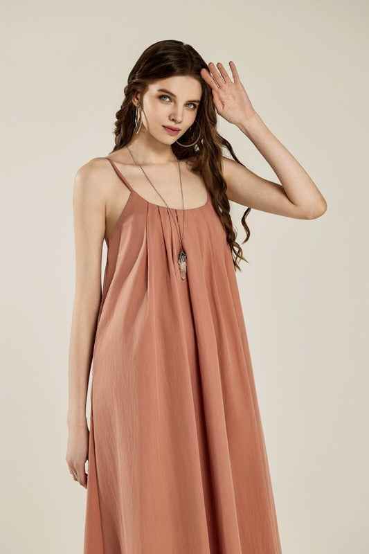 Plus Sleeveless Tuck Detail Dress with tie back salmon 22921077_8a0321d2-9693-4c1b-9a80-478b2a7b3f29