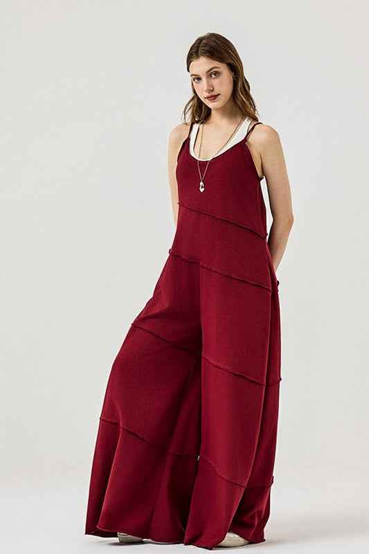 Keyhole back Wide Leg Raw Edge Jumpsuit Chili Oli 22930811_60247176-d287-414e-8d7f-a843b949872a