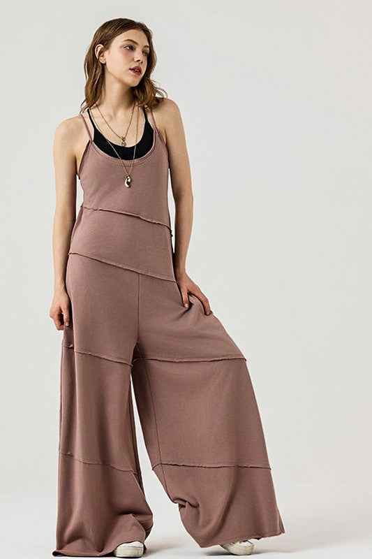 Keyhole back Wide Leg Raw Edge Jumpsuit Mushroom 22930811_98dd085a-685a-41d5-a655-bb765cd052f5