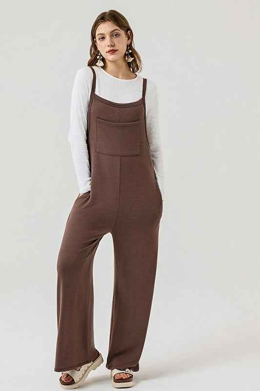 Boho Terry Wide Leg Jumpsuits with Pocket Dk. Mocha 22930841_929050bc-2f66-4f51-87c2-2778a161dca1