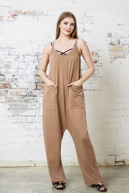 Drop Crotch Tank Style Harem Jumpsuit Caramel 22930870_c0977b79-6e55-4e13-ab60-0955b5bc92ab