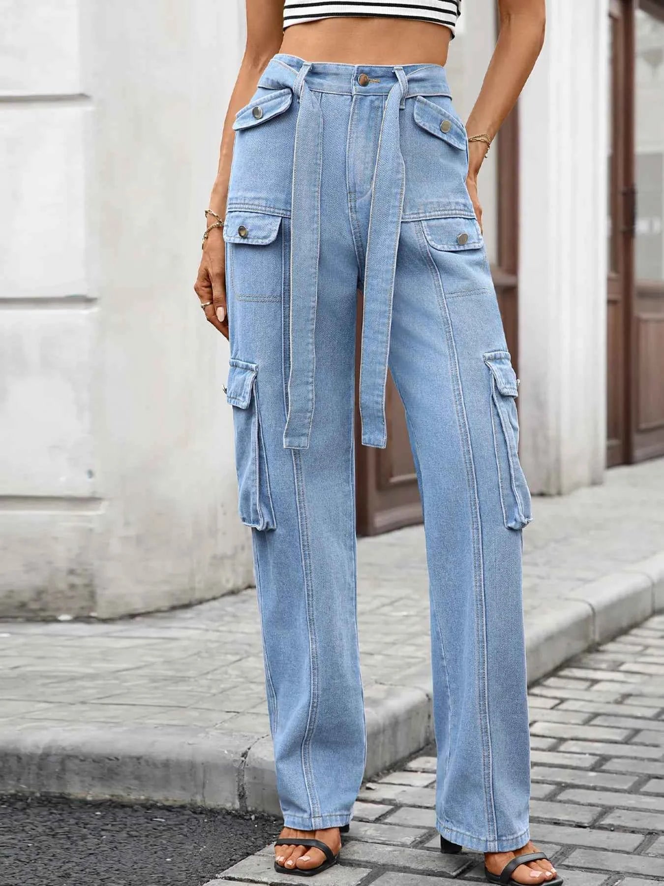 High-Waisted Multi-Pocket Cargo Jeans 229b3553e29549beadf3accd81c21481-Max-Origin