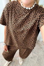 Brown Leopard Loose Tee Drawstring Waist Barrel Pants Set 22a16055cd0199f1