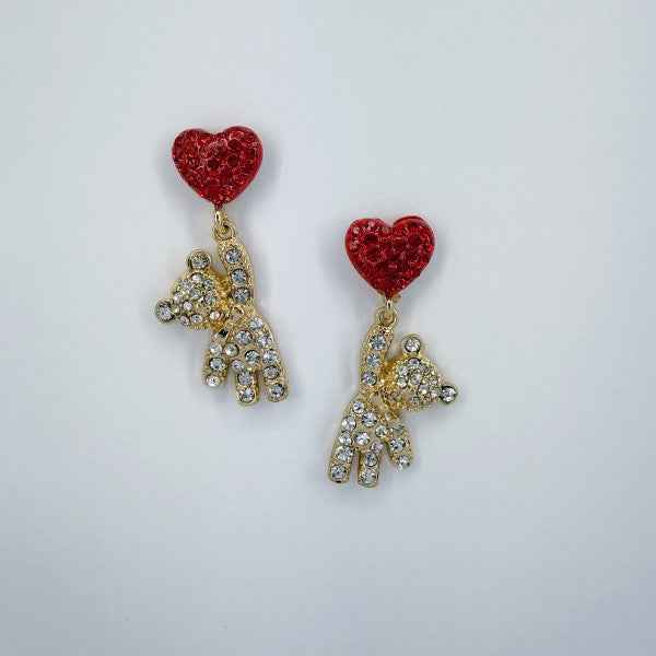 Red Heart Shape Post Back Earring With Teddy Bear 22b5b256-0a23-4139-bbf1-643dfde44313