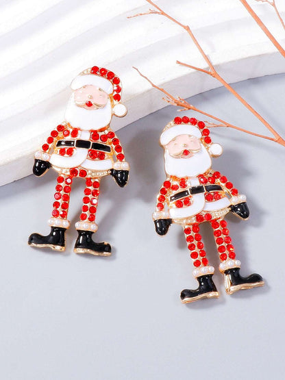 Alloy Rhinestone Santa Earrings