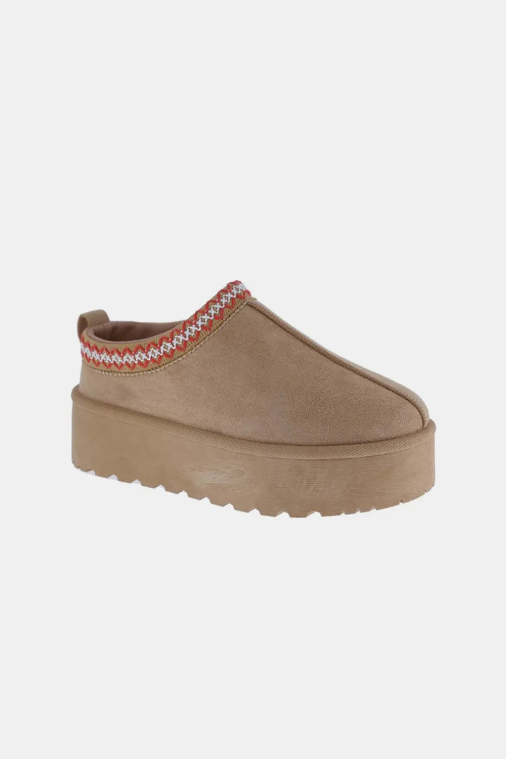 Weeboo Platform Embroidered Trim Slip-On Boots Tan 22bf47cd-ac68-4a3b-8385-bd08741ca2b8-Max