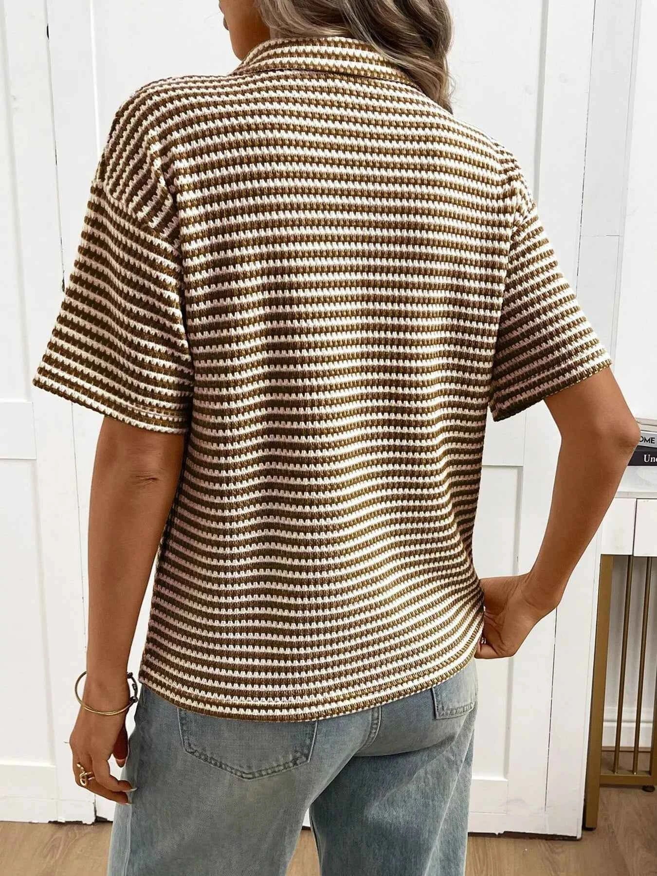 Striped Knit Short Sleeve Top 22c032ed61d64461a7eac08d267bc96e-Max-Origin