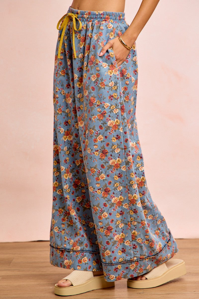 BiBi Floral Printed Drawstring Wide Pants 22d7a27a93fa47cc9025fdc2cb4ccfaf-Max
