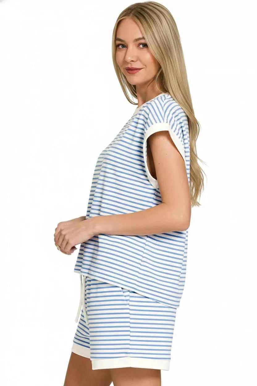 Zenana Stripe Contrast Trim Top & Shorts Set 22d8d6f7-efd8-4cbc-9183-d182dc28c229-Max-Origin