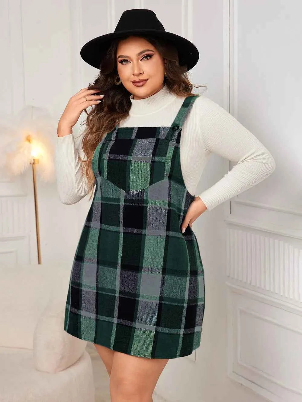 Honey Plus Size Plaid Wide Strap Overall Dress 22d8e64d-0d58-4c7c-b57f-d3be5e1811e4-Max