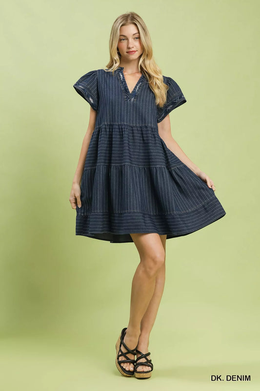 Chambray Tiered Babydoll Dress 22da95ea-c01f-4d5a-b58d-cae263671324-Max-Origin