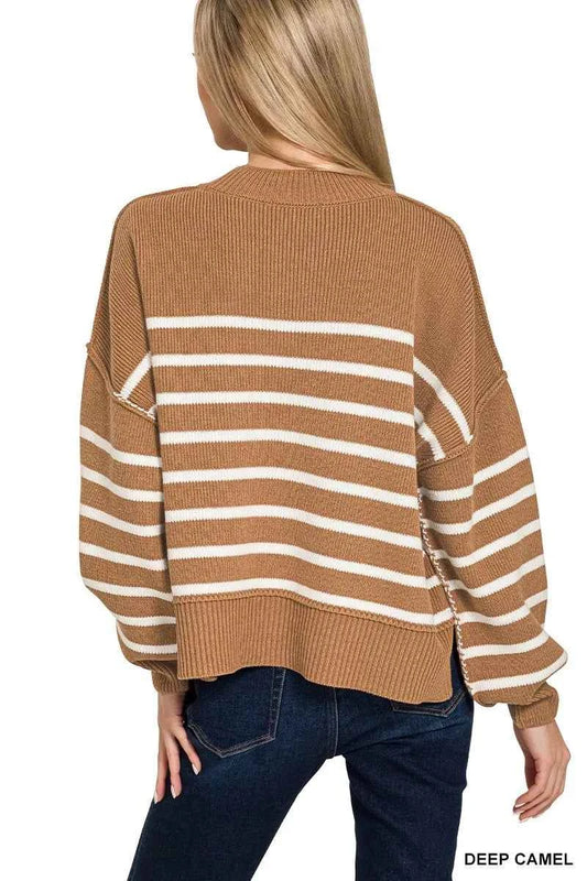 Exposed Seam Striped Oversized Sweater 22dc9197de084a309f8fe7ec83bc4118-Max-Origin