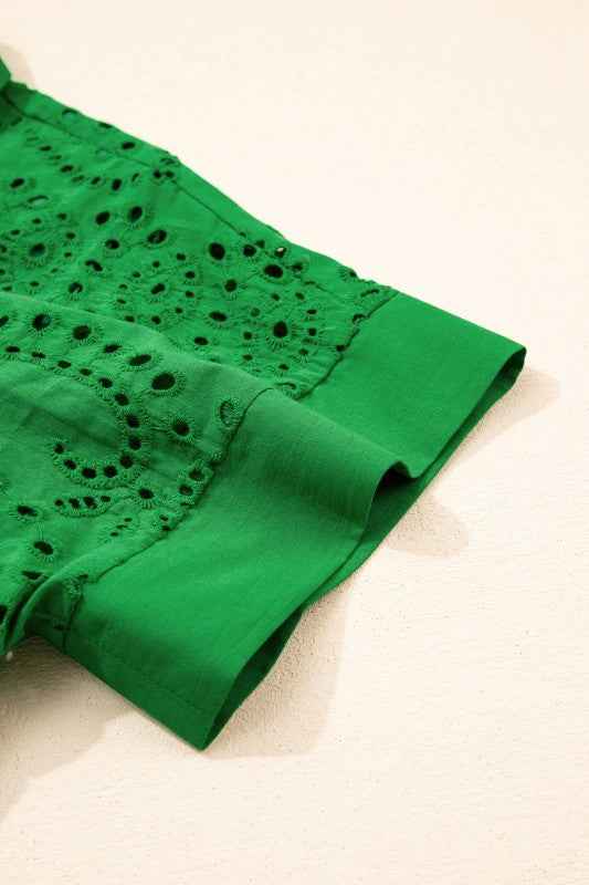 Solid Embroidered Eyelet Collared Mini Dress 22ff82d2-ceac-470a-bdf1-0929e0fb0c15
