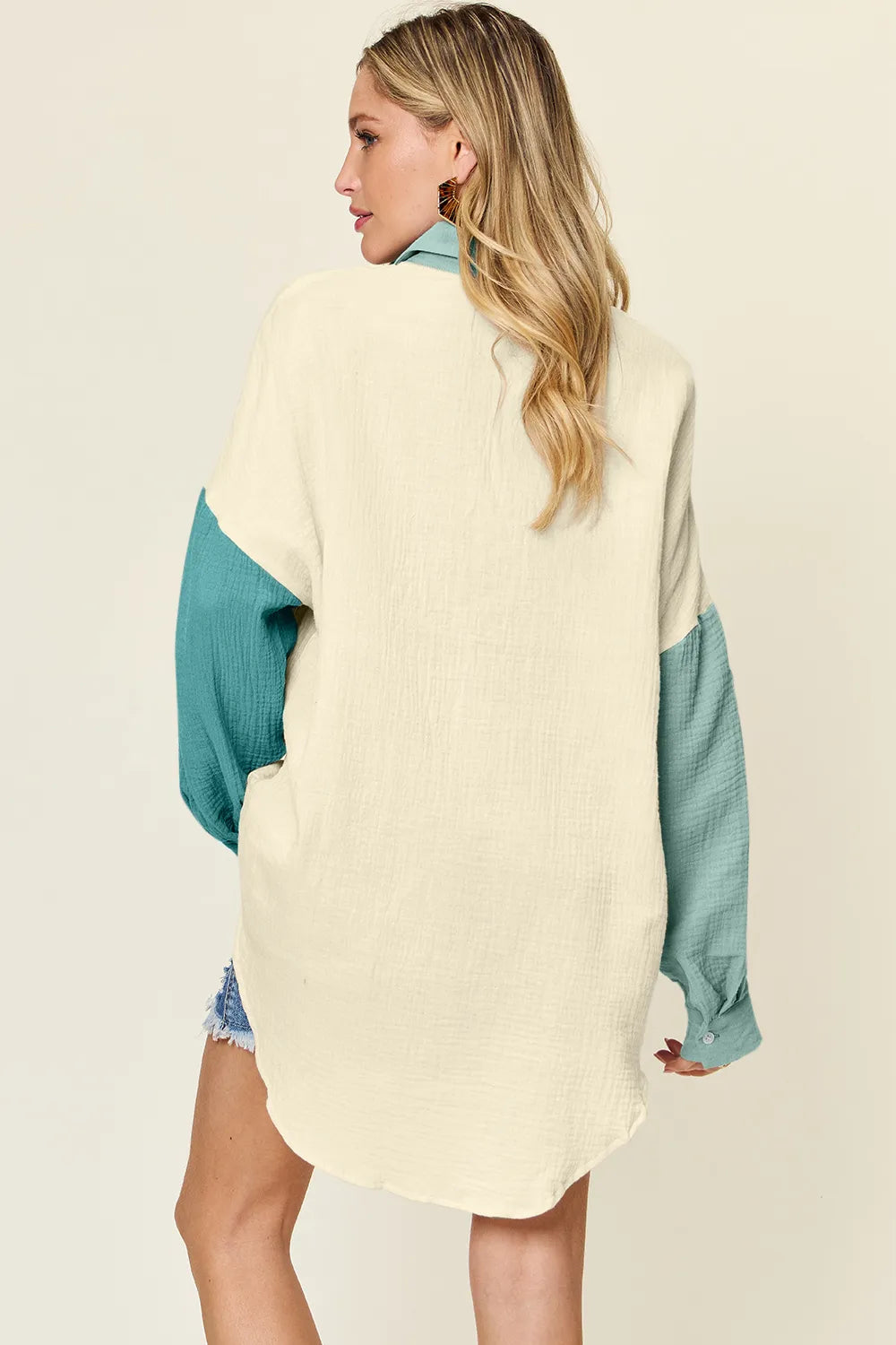 Double Take Full Size Pocketed Texture Button Up Shirt 2300d57f-2567-49a8-a556-30f5469c13f9-Max