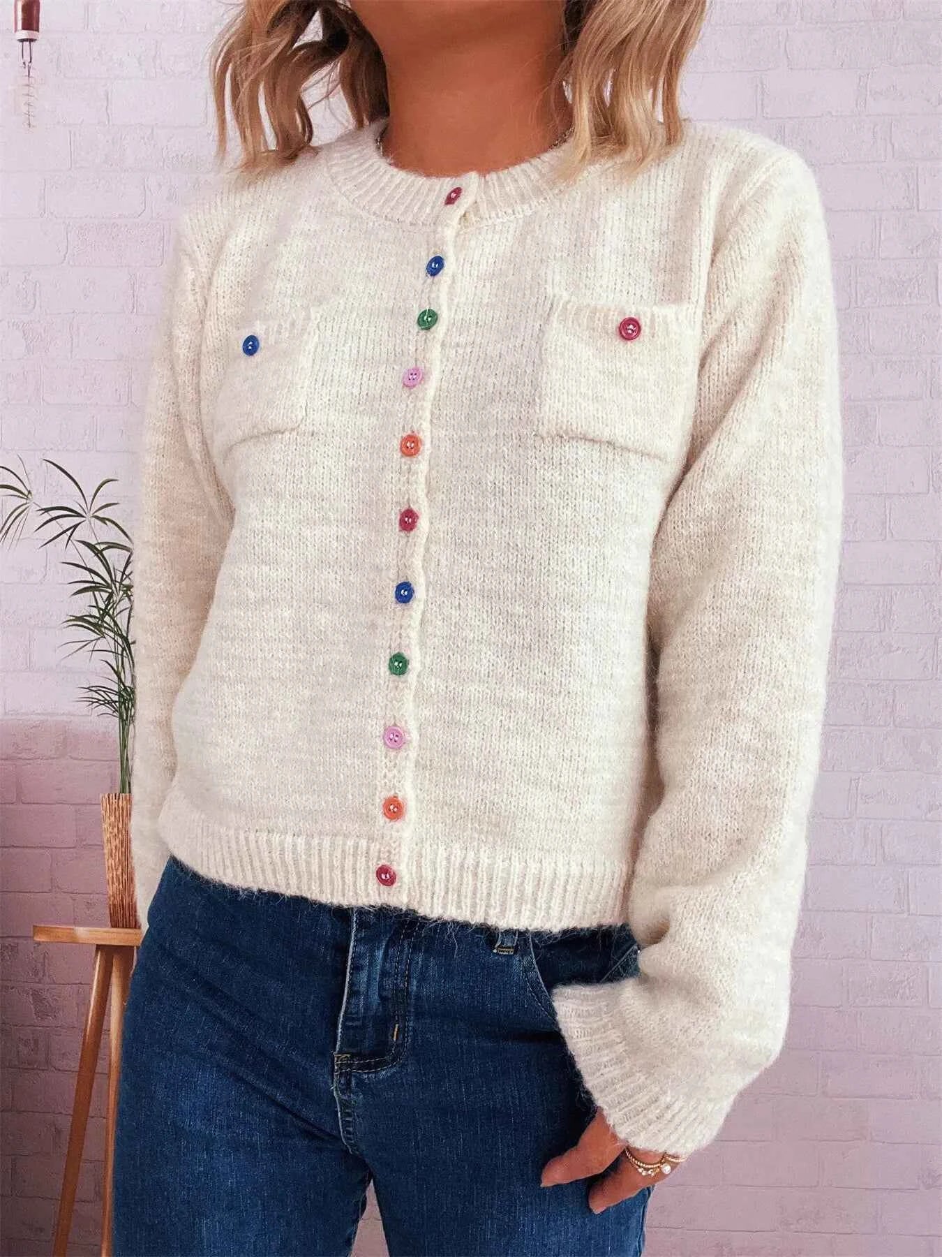 Button-Up Ribbed Hem Cardigan with Chest Pocket 230e6f0b2e044deda938f7339b3ed4af-Max-Origin