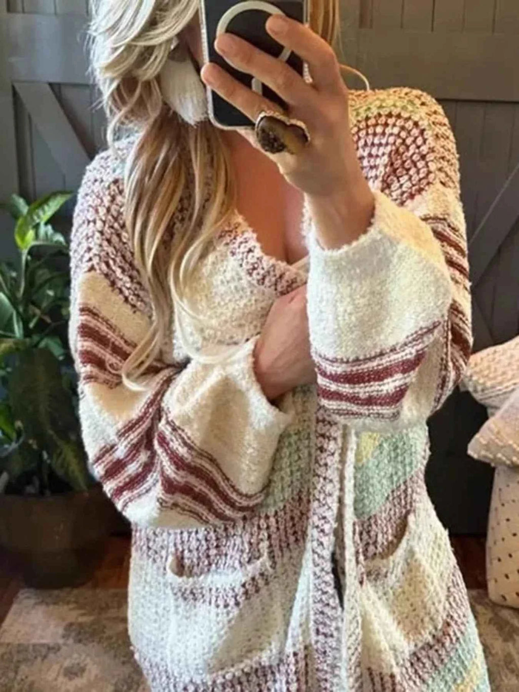 Striped Open Front Longline Cardigan 23103b4e-dca5-47c6-aa1c-b4c5c78e950b-Max-Origin