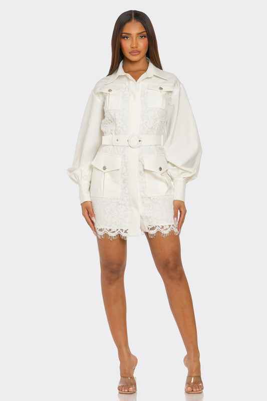 PLUS SIZE White Lace-Detail Utility Mini Dress 23109271_0bfeba8c-473f-4165-9447-1f37790aa9c2