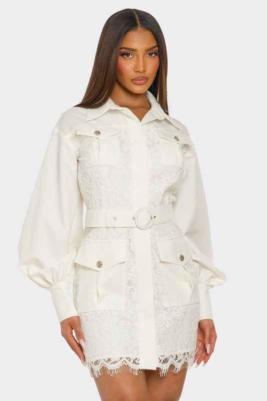 PLUS SIZE White Lace-Detail Utility Mini Dress WHITE 23109271_3fa09b1f-a191-4ec8-b5df-9b2042d3e0aa