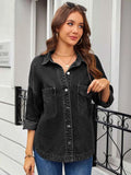 Vintage Wash Button-Down Denim Jacket Black Gray 23149a7471c24a899df22815ee51925b-Max-Origin
